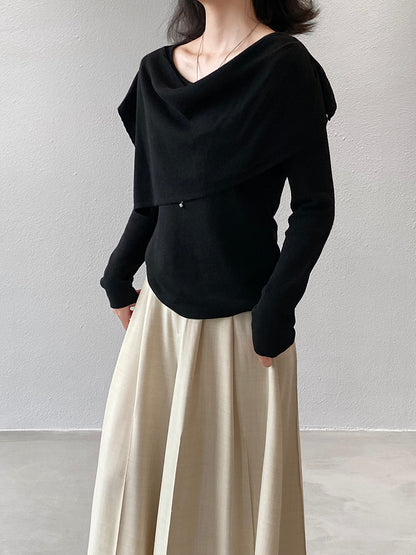 【cim396】實拍慵懶蕩領假2件披肩針織毛衣251030