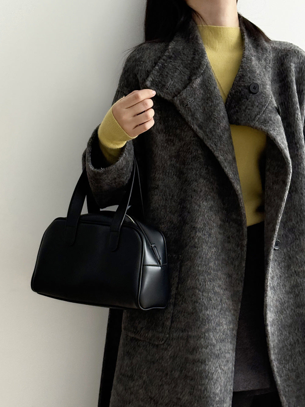 【Y25527】實拍高單質感雙面羊毛呢立領大衣（棉羊毛68%)251106