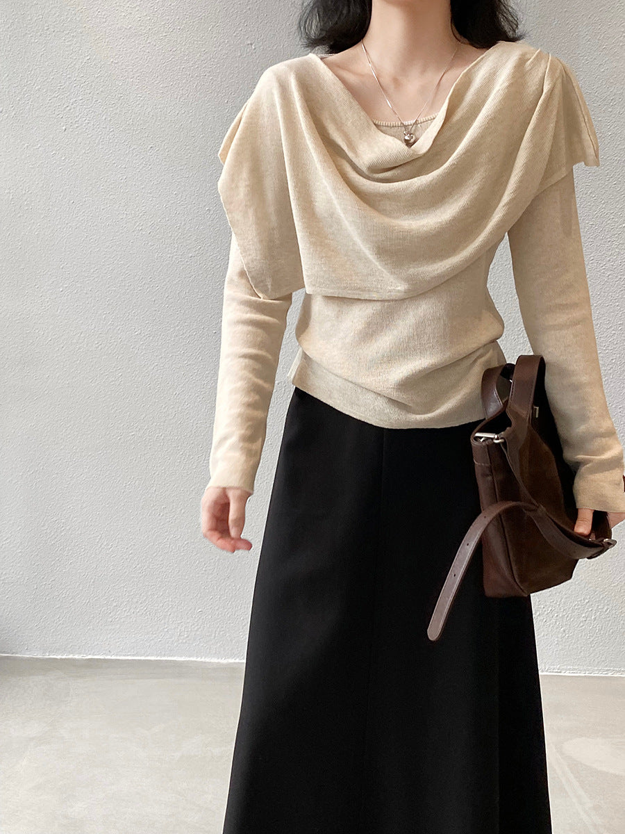 【cim396】實拍慵懶蕩領假2件披肩針織毛衣251030