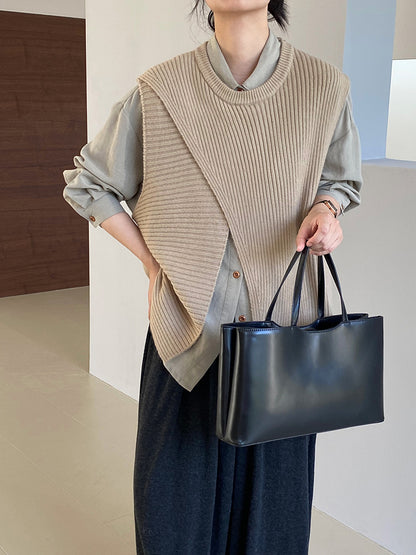 【cim8979】實拍秋冬設計師款不規則寬鬆針織馬甲251030