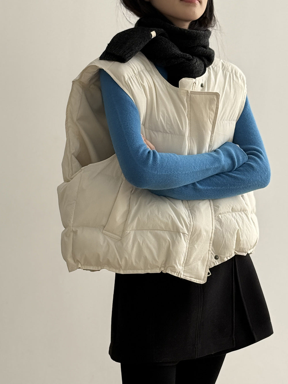 【Y82635】實拍秋冬簡約圓領棉背心251106