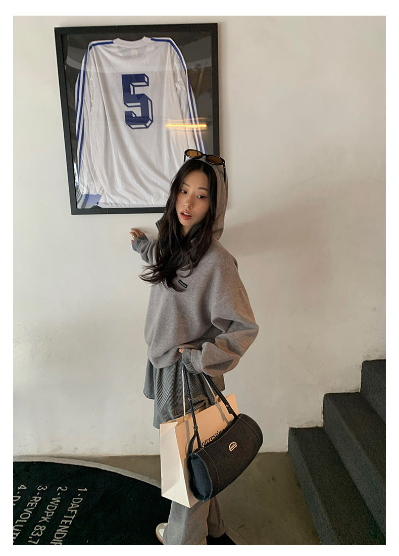 【H5395】實拍韓式連帽衞衣＋直筒衞褲＋屁簾(分開下單） 250902