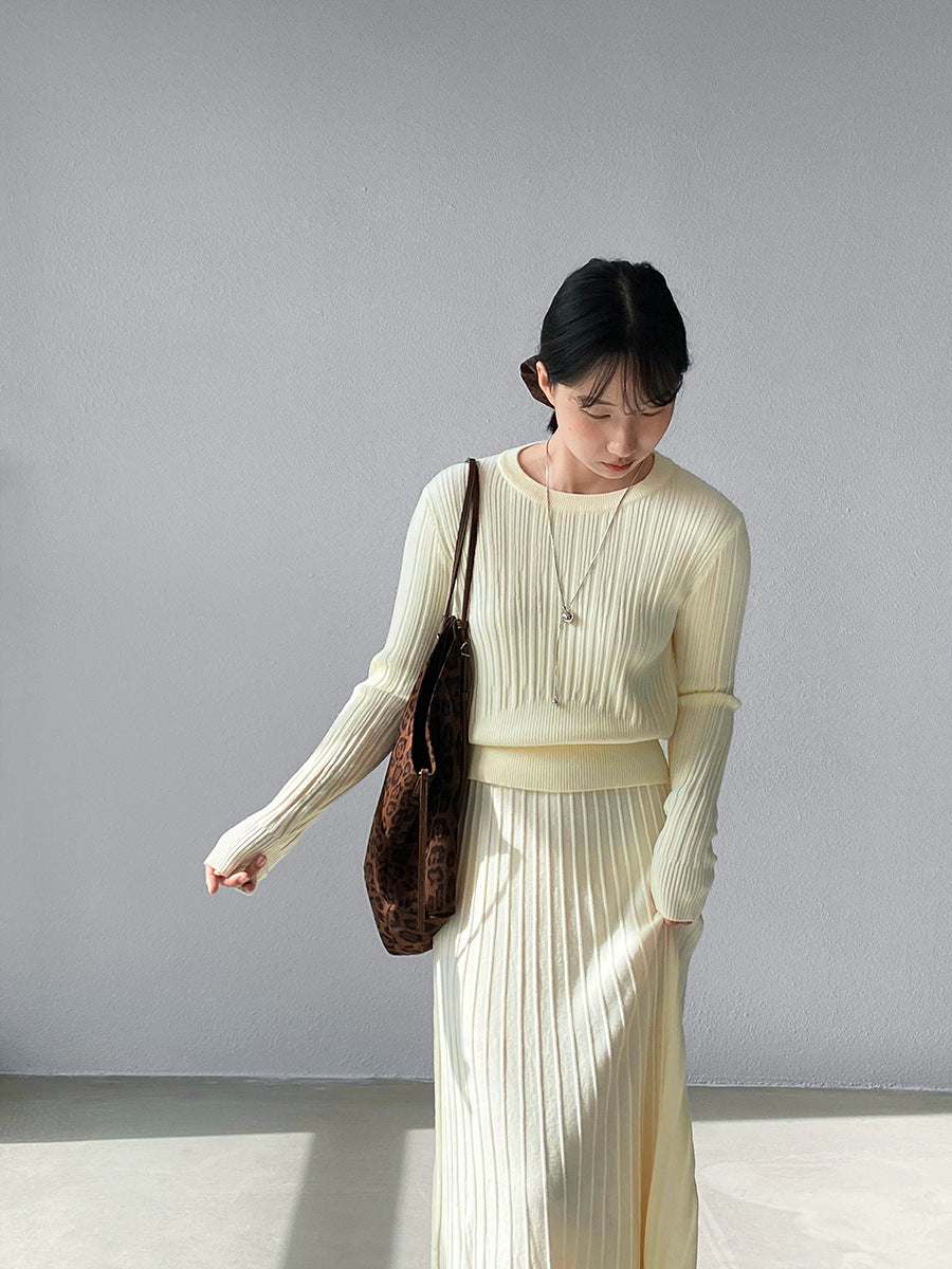 【cimz100789】實拍法式高級感收腰顯瘦針織衫＋針織長裙(分開下單）251120