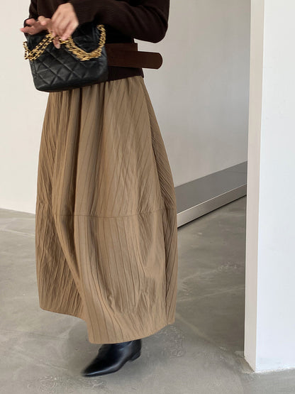 【cim1708】實拍秋冬法式寂靜高腰加厚微花苞A字裙251030