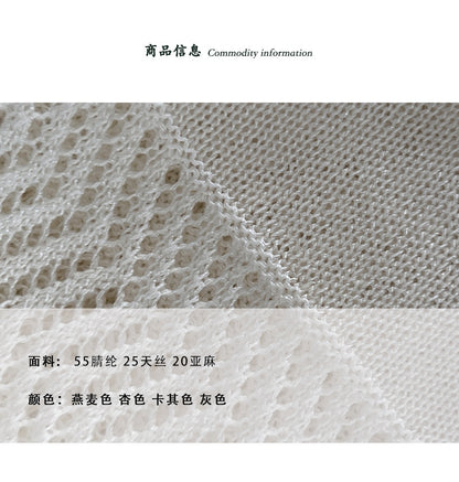 【cimz90043】氣質千金天絲亞麻20✨韓系復古鏤空短袖針織衫260625