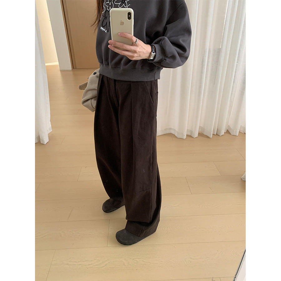 【H566】實拍秋冬高腰斜紋棉挺版西裝長褲（後鬆緊腰）251021