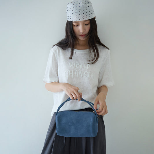 【LD11259】休閒百搭款！韓系個性刺繡字母花邊/荷葉袖寬鬆短袖上衣260512