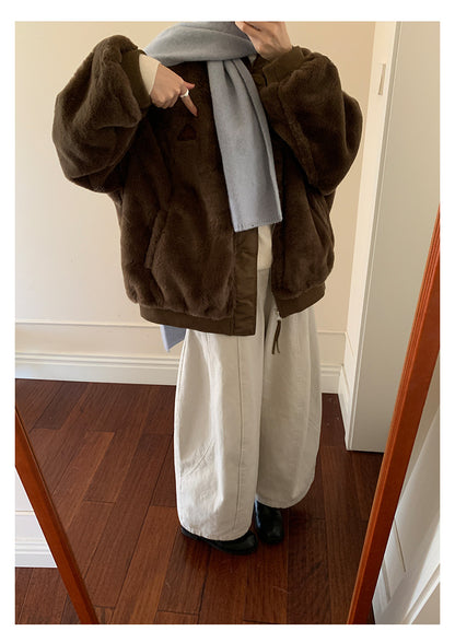 【H5526】實拍兩面穿|絨毛加厚棉服風衣外套251125