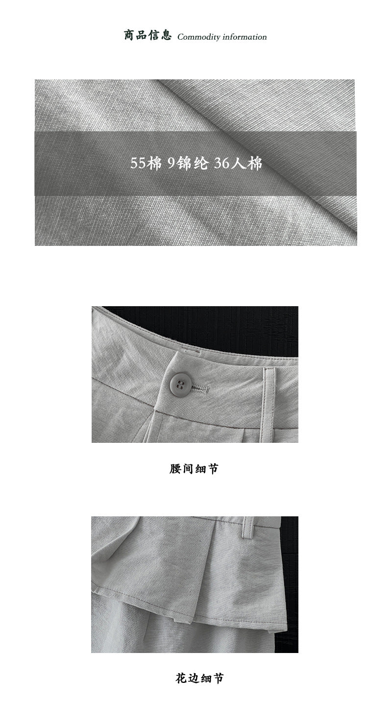 【cimz1823】實拍時尚博主😎韓系小眾花邊百褶腰頭假兩件休閒寬褲260409