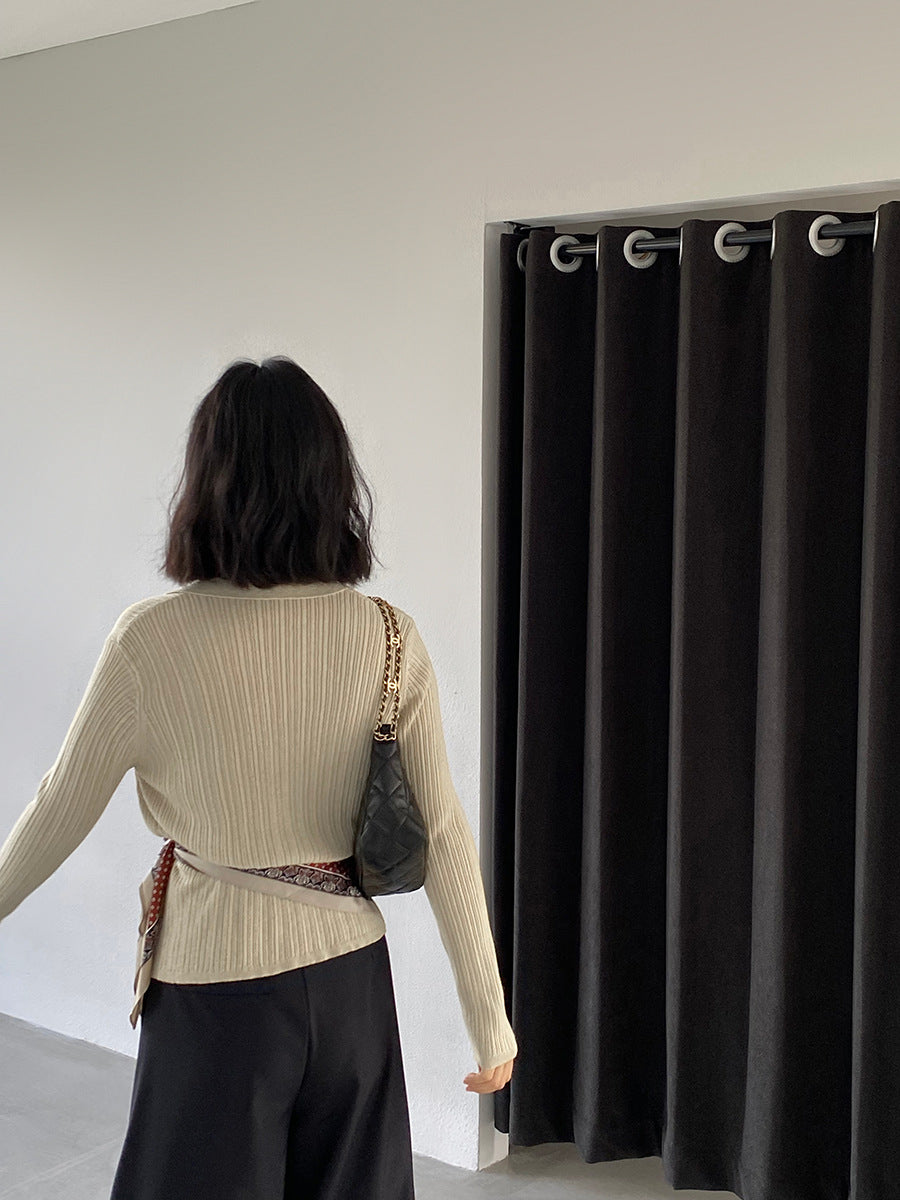 【cim6901】實拍慵懶紙片人polo領針織衫251030