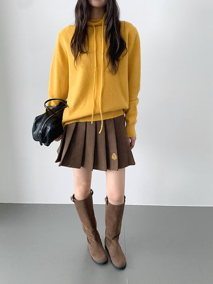 【LD3299】實拍S~XL秋冬露思同款～刺繡毛呢百褶裙251103