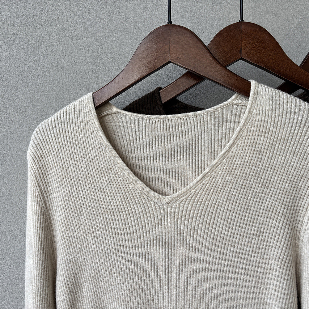 【YP313】實拍冬季氣質簡約v領針織衫251113