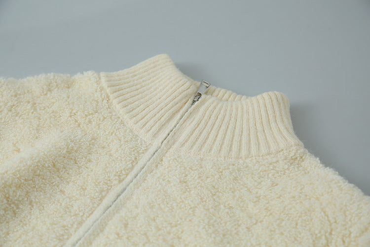 【LD11015】實拍雙頭拉鍊毛絨半高領加厚針織毛衣外套251110