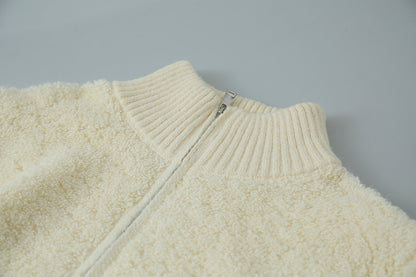 【LD11015】實拍雙頭拉鍊毛絨半高領加厚針織毛衣外套251110