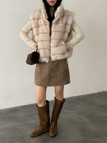 【LD11042】實拍皮毛一體立領拉鍊背心外套251202