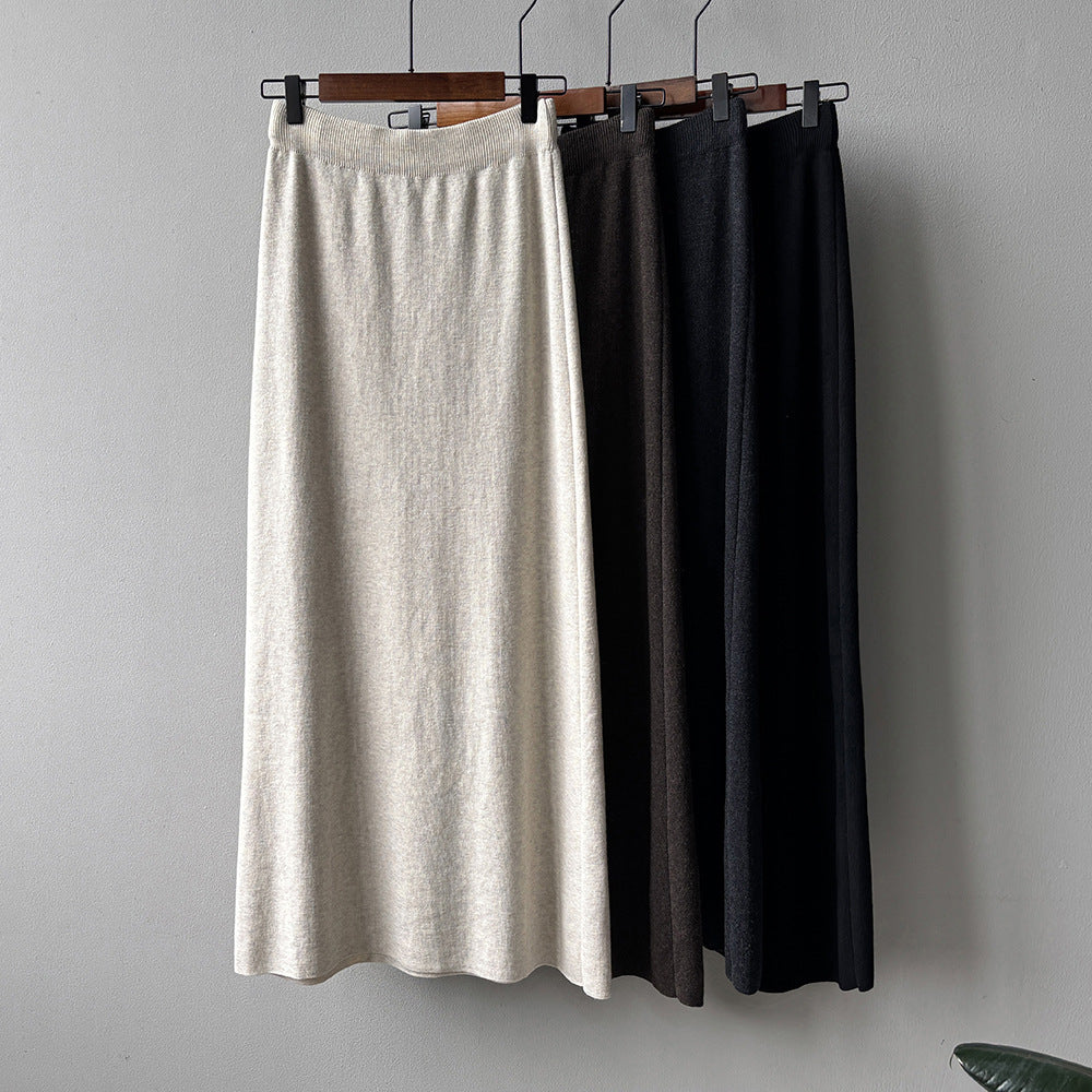 【YP682】 實拍高腰軟糯垂感針織長裙251023