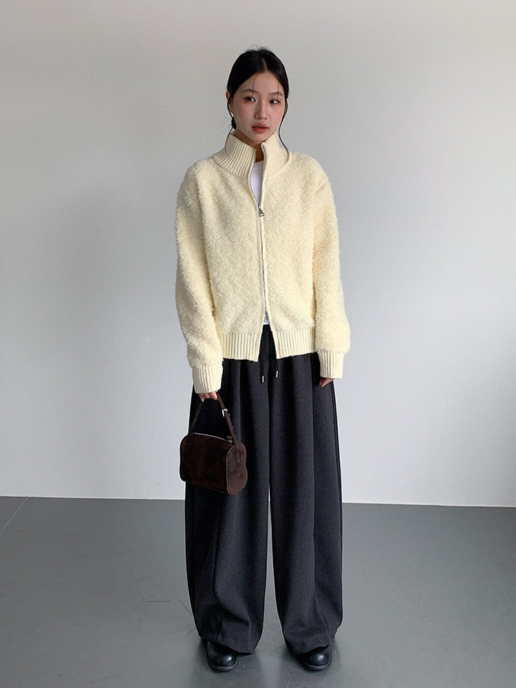 【LD11015】實拍雙頭拉鍊毛絨半高領加厚針織毛衣外套251110