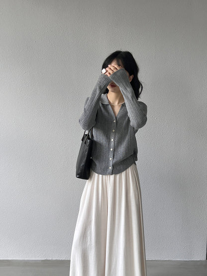 【cim6901】實拍慵懶紙片人polo領針織衫251030