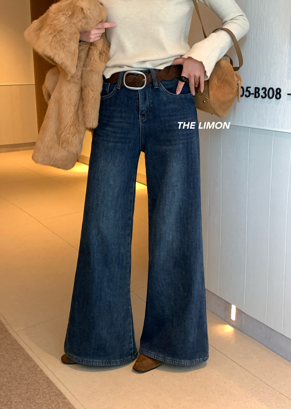 【L2651】實拍檸檬秋冬復古加厚顯瘦直筒微喇牛仔褲＋腰帶251117