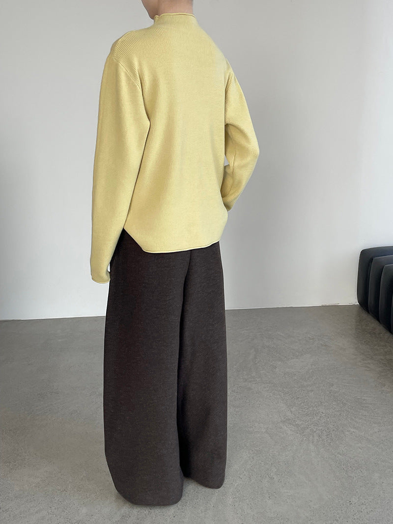 【cimYL713】實拍加厚捲邊半高領保暖針織衫251201