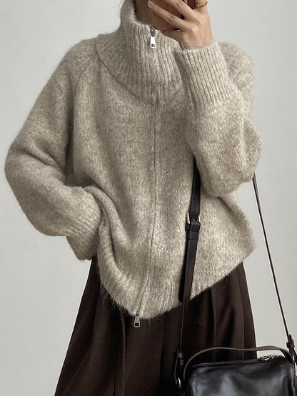 【YP1042】 實拍軟糯寬鬆高領針織毛衣外套(含羊毛4%) 251023