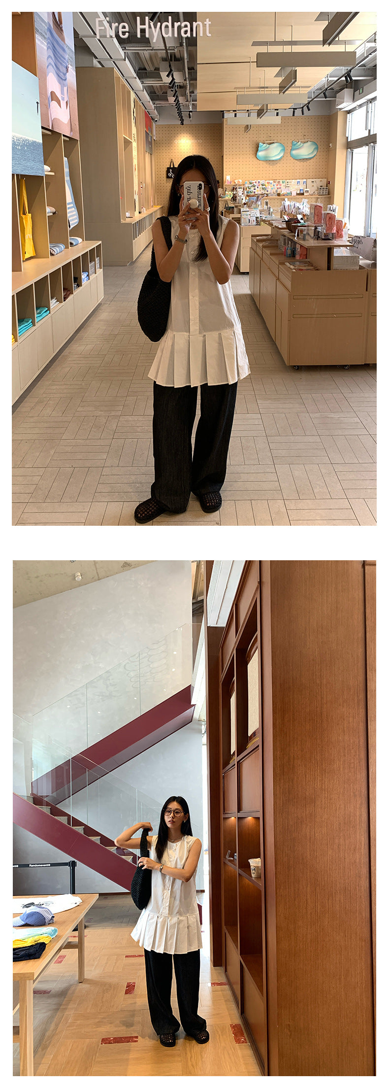 【H5284】實拍夏天韓系復古打摺黑色闊腿褲250603