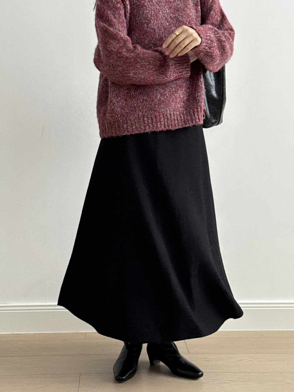 【Y0723】實拍冬季簡約針織大擺A字裙（棉羊毛4%)251106