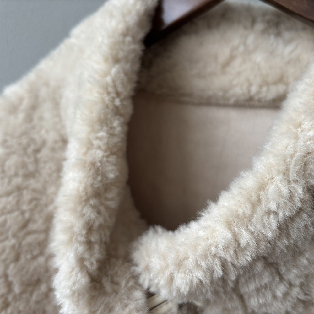 【Y7097】實拍冬季慵懒可愛牛角扣羊羔毛厚外套251113