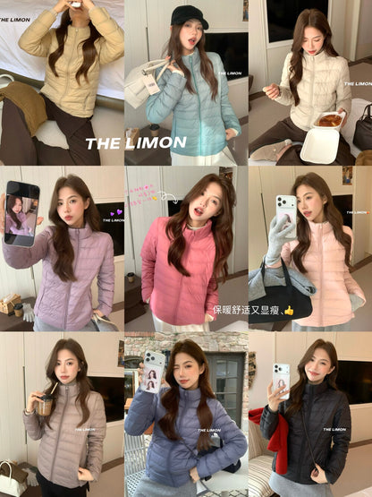 【L1189】實拍M~XL檸檬秋冬輕薄好收納立領保暖白鴨絨外套251117
