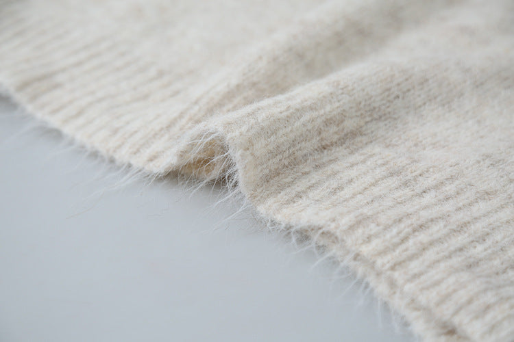 【LD11004】實拍兔絨毛混紡費爾島針織毛衣半拉鏈大翻領251110