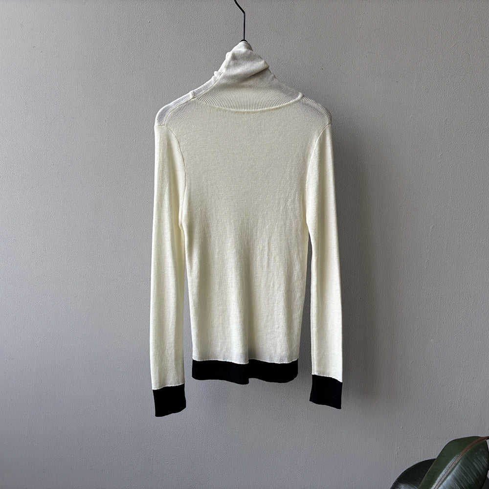 【Y352】實拍撞色高領針織衫（含羊毛10%)
251106