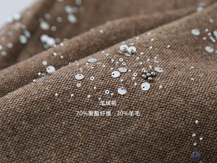 【LD11045】實拍S~XL法式重工時髦毛呢亮片短裙251202