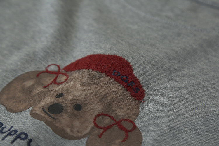 【LD11202】實拍日系🐶小狗印花刺繡寬鬆百搭顯瘦短袖T恤260407