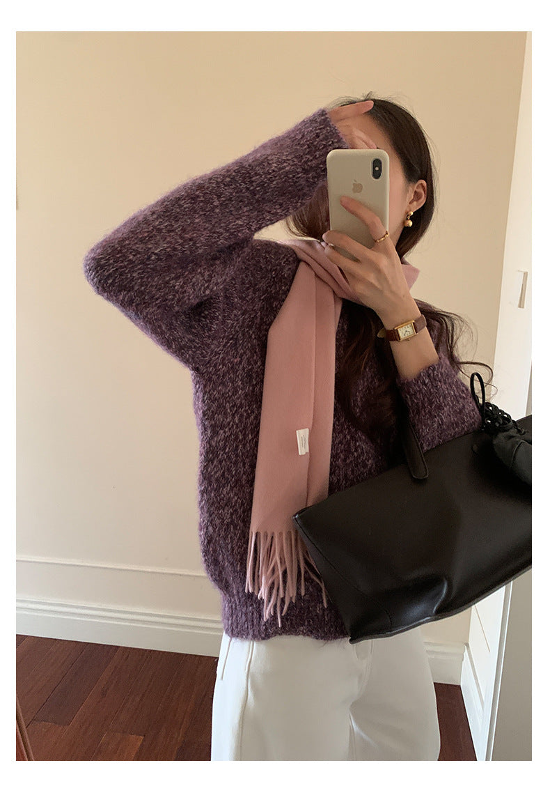 【H5505】實拍復古氣質花紗加厚針織毛衣251118