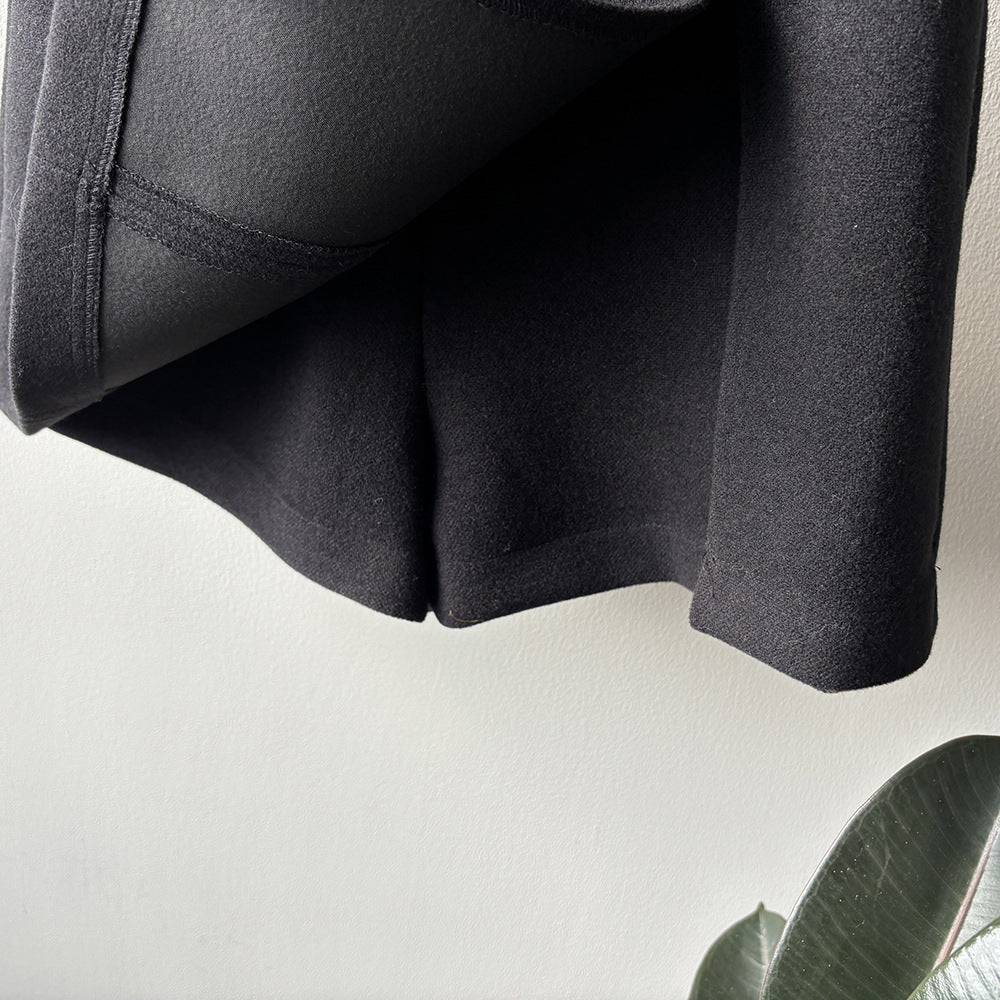 【Y82682】實拍冬季厚款毛呢高腰開叉裙褲 251106