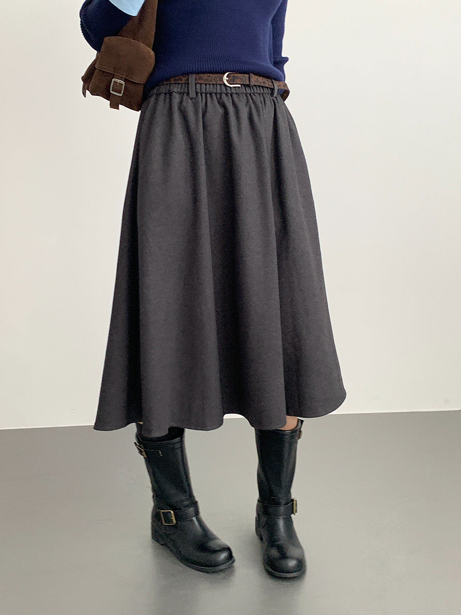 【LD11034】實拍毛呢超顯瘦保暖高腰大裙擺a字裙251124