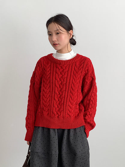 【LD11003】實拍冬季加厚麻花長袖圓領毛衣251110