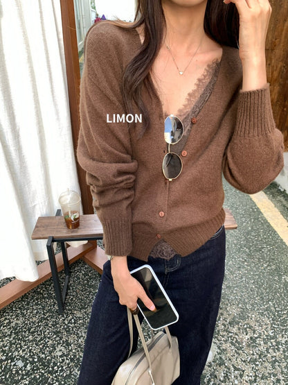 【LNM8600】檸檬家羊毛100%鬆軟慵懶・V領短版針織外套260909