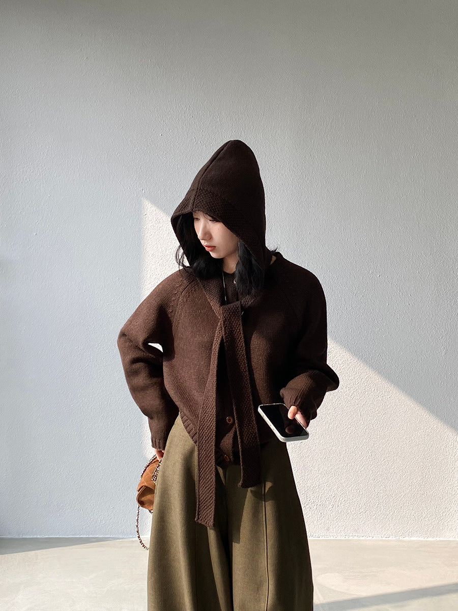 【cimz5935】實拍韓版復古針織戴帽+復古圓領針織開衫(羊毛5)251120