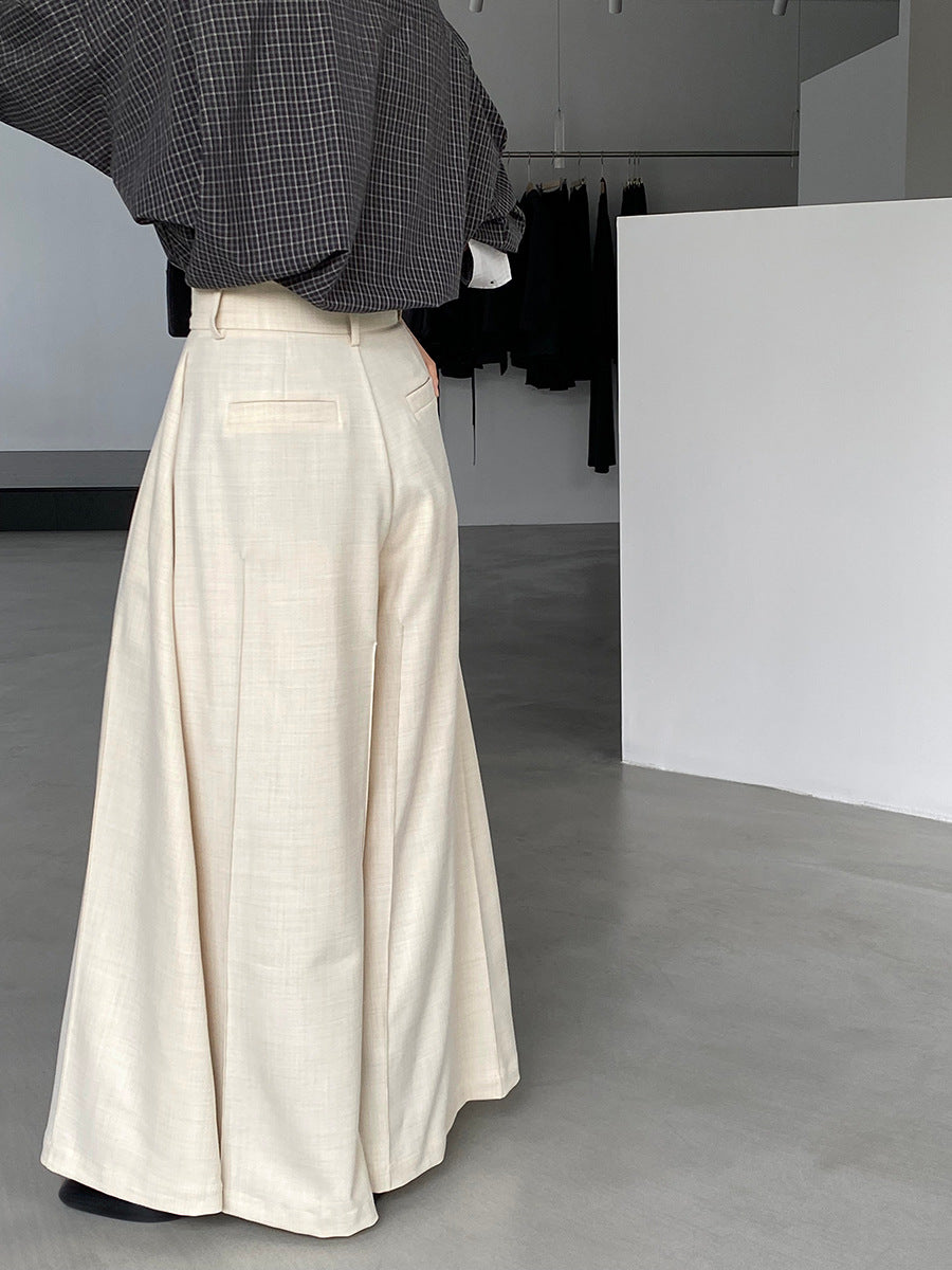 【cim1653】實拍秋日必備高腰壓褶大擺西裝褲251030