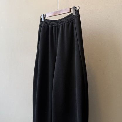 【Y82672】 實拍簡約寬鬆加絨保暖闊腿衛褲251023