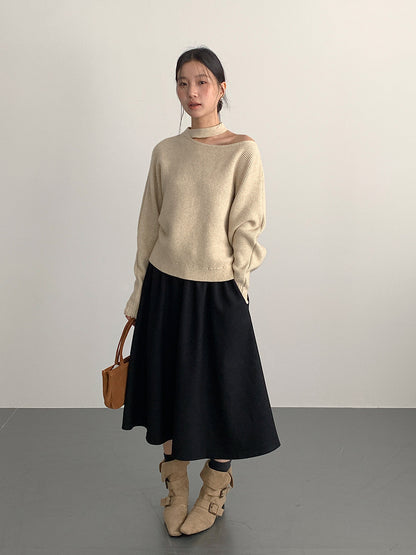 【LD11034】實拍毛呢超顯瘦保暖高腰大裙擺a字裙251124