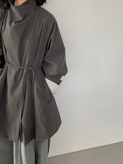 【cim1659】實拍秋冬復古英倫翻領風衣外套＋繫帶251030