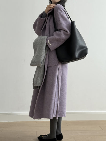 【Y25527】實拍高單質感雙面羊毛呢立領大衣（棉羊毛68%)251106