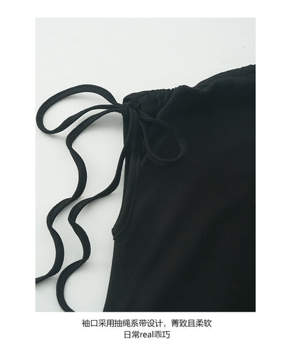 【H5364】實拍網紗拼接綁帶斜肩洋裝250708