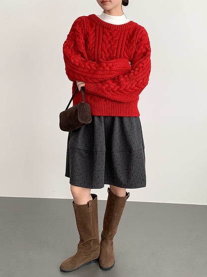 【LD11003】實拍冬季加厚麻花長袖圓領毛衣251110