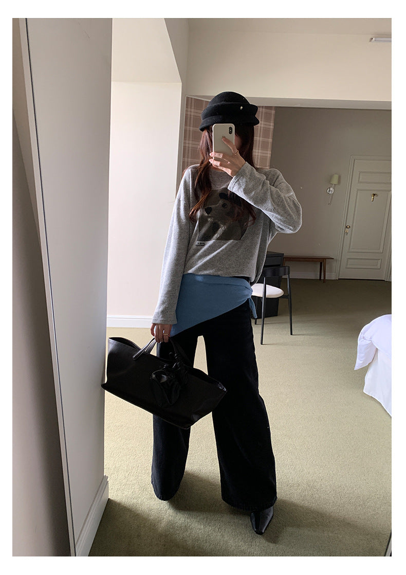 【H5509】實拍S~XL復古加絨加厚高腰直筒牛仔褲251118