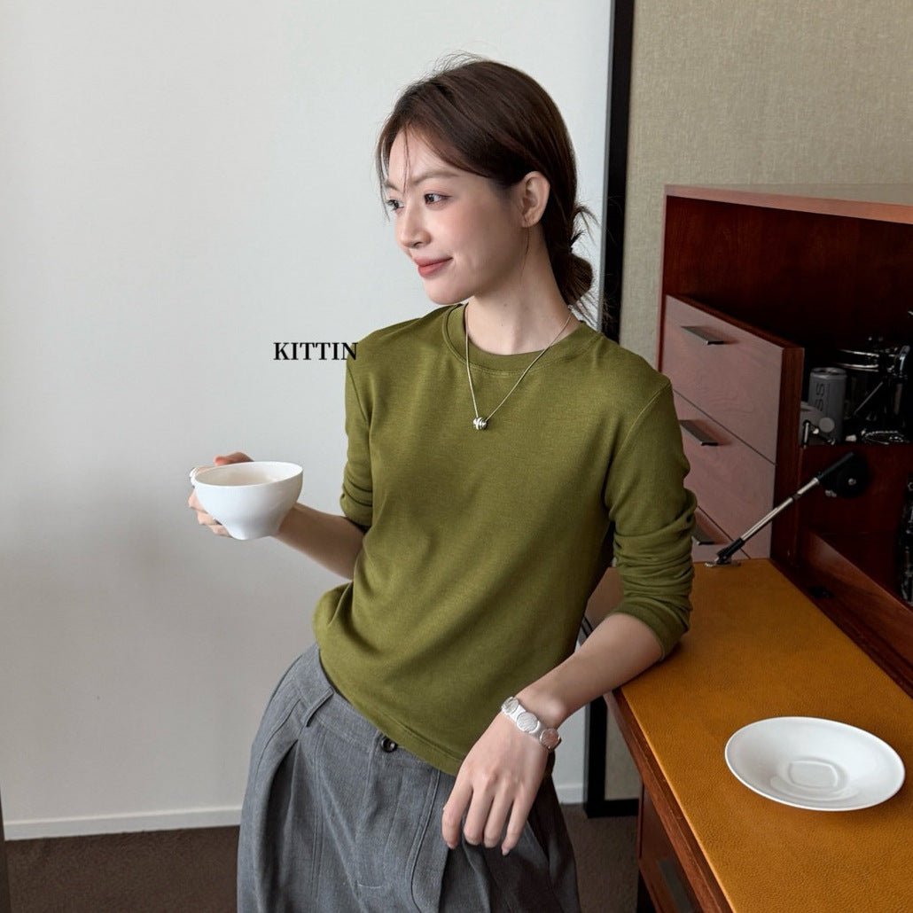 【L30018】KITTIN秋季極簡日常・修身圓領長袖恤260921