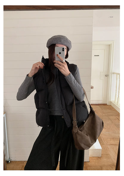 【H5474】實拍秋冬簡約立領保暖棉服背心251109