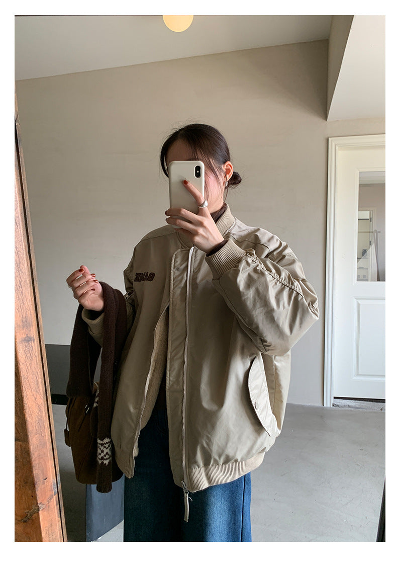 【H5526】實拍兩面穿|絨毛加厚棉服風衣外套251125